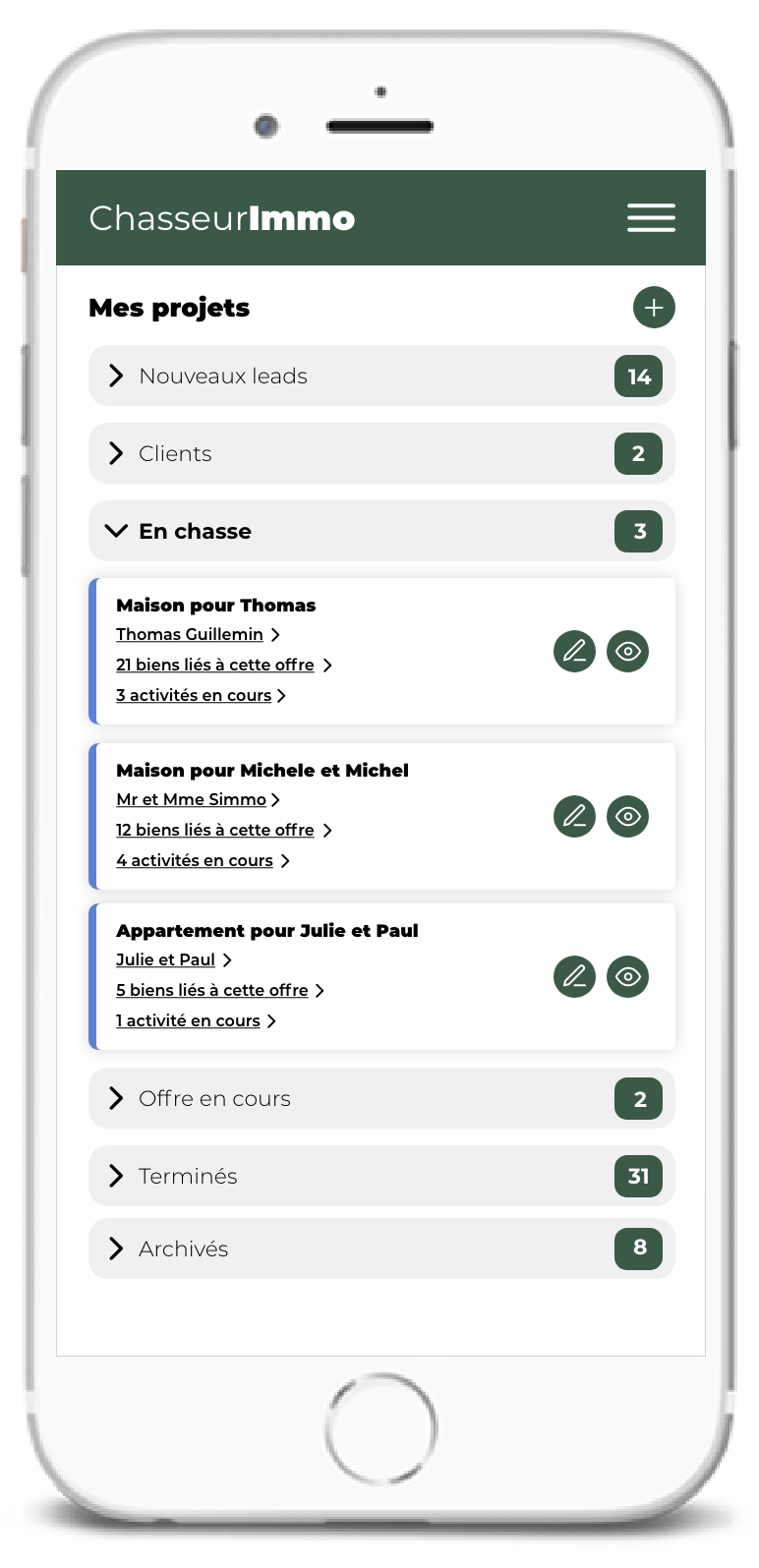 logiciel crm outils Chasseur Immo 